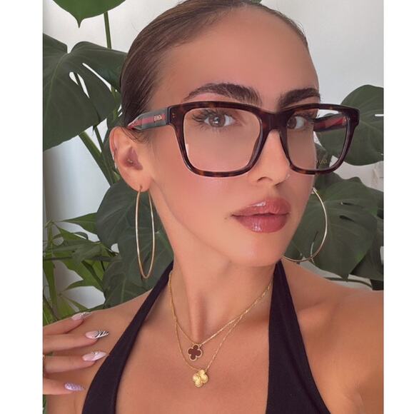 NEW Gucci GG1870O Brown Striped Temple Eyeglasses Frames - Picture 1 of 9